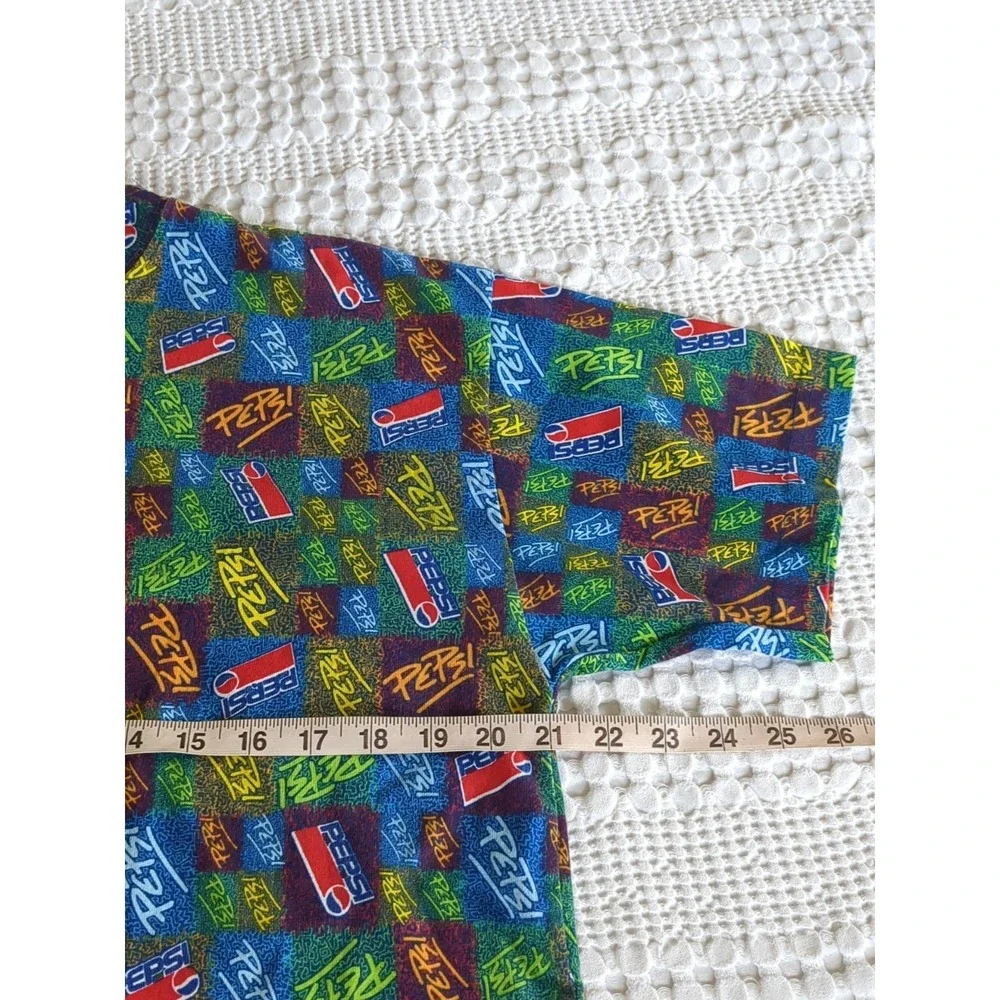 VTG Pepsi All Over Print Short Sleeve T-shirt '90s? Multicolor OS Fits Large - Picture 5 of 7